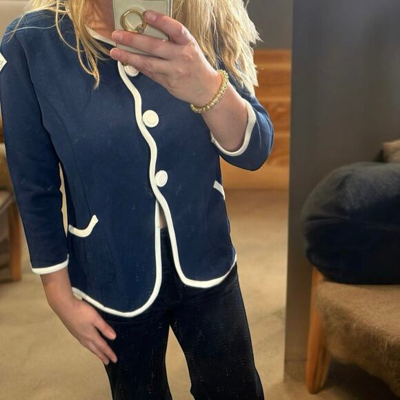 Bob Mackie Sweaters - New Bob Mackie Button Cardigan Blue White Size Medium